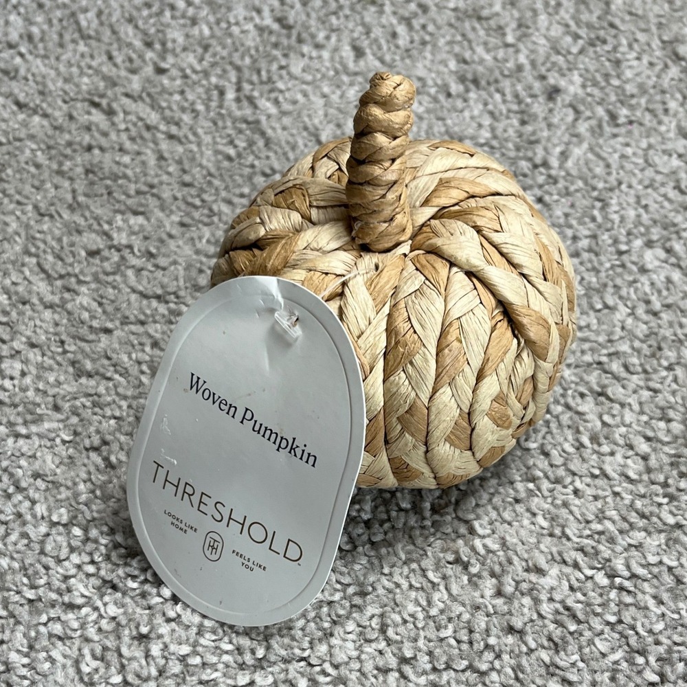 Threshold Woven Pumpkin Decorative Figurine Fall Autumn Harvest Tan Small